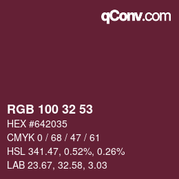 Color code: RGB 100 32 53 | qconv.com
