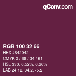 Color code: RGB 100 32 66 | qconv.com