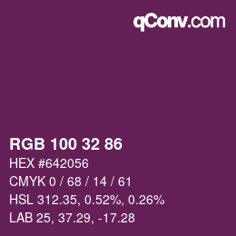 Color code: RGB 100 32 86 | qconv.com