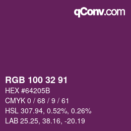 Color code: RGB 100 32 91 | qconv.com