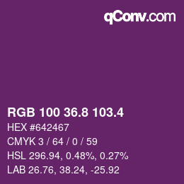 カラーコード: RGB 100 36.8 103.4 | qconv.com