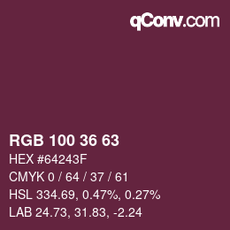 カラーコード: RGB 100 36 63 | qconv.com