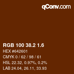 カラーコード: RGB 100 38.2 1.6 | qconv.com