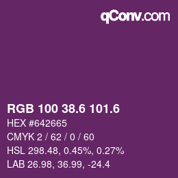 カラーコード: RGB 100 38.6 101.6 | qconv.com