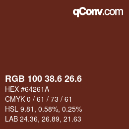 カラーコード: RGB 100 38.6 26.6 | qconv.com