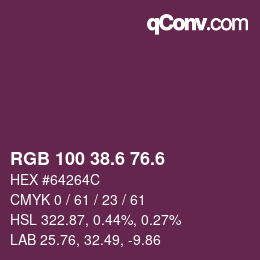 カラーコード: RGB 100 38.6 76.6 | qconv.com