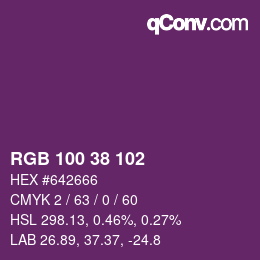 Color code: RGB 100 38 102 | qconv.com