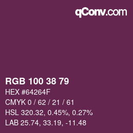 颜色代码: RGB 100 38 79 | qconv.com