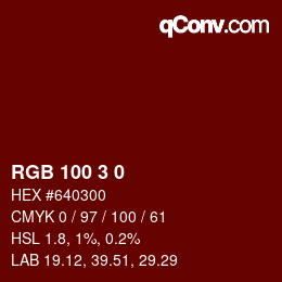 Color code: RGB 100 3 0 | qconv.com