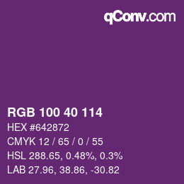 颜色代码: RGB 100 40 114 | qconv.com