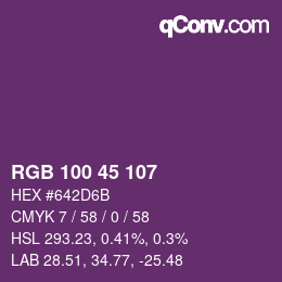 Code couleur: RGB 100 45 107 | qconv.com