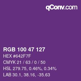 Color code: RGB 100 47 127 | qconv.com