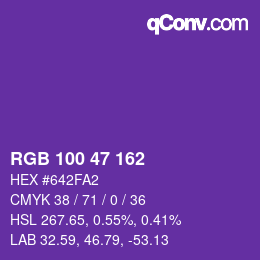 Color code: RGB 100 47 162 | qconv.com
