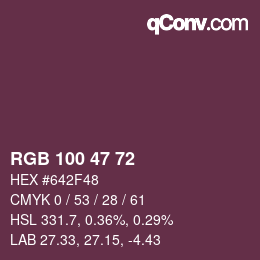 Color code: RGB 100 47 72 | qconv.com