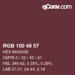 Color code: RGB 100 48 57 | qconv.com