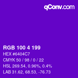 Color code: RGB 100 4 199 | qconv.com