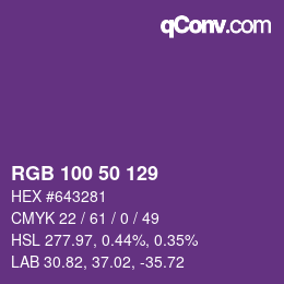 Color code: RGB 100 50 129 | qconv.com