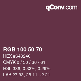 Color code: RGB 100 50 70 | qconv.com