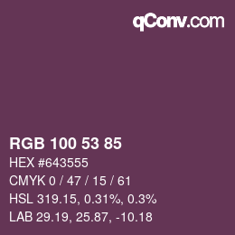 Farbcode: RGB 100 53 85 | qconv.com