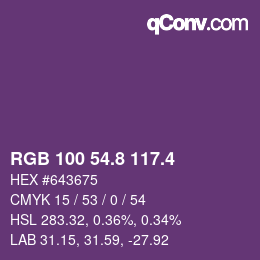 カラーコード: RGB 100 54.8 117.4 | qconv.com