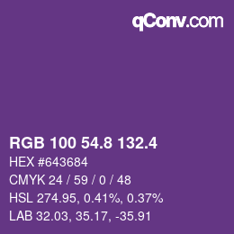 カラーコード: RGB 100 54.8 132.4 | qconv.com
