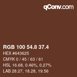 カラーコード: RGB 100 54.8 37.4 | qconv.com