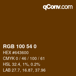 颜色代码: RGB 100 54 0 | qconv.com