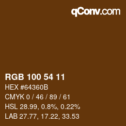 Color code: RGB 100 54 11 | qconv.com
