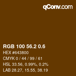 カラーコード: RGB 100 56.2 0.6 | qconv.com