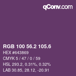 カラーコード: RGB 100 56.2 105.6 | qconv.com