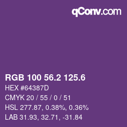 カラーコード: RGB 100 56.2 125.6 | qconv.com