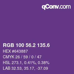 カラーコード: RGB 100 56.2 135.6 | qconv.com