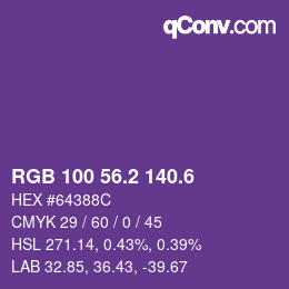カラーコード: RGB 100 56.2 140.6 | qconv.com