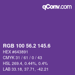 カラーコード: RGB 100 56.2 145.6 | qconv.com