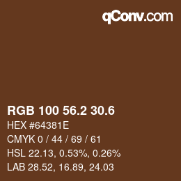 カラーコード: RGB 100 56.2 30.6 | qconv.com
