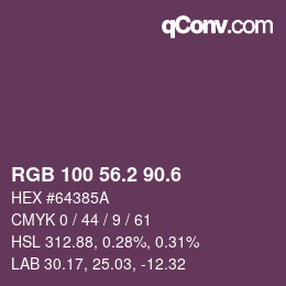 カラーコード: RGB 100 56.2 90.6 | qconv.com