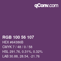 Color code: RGB 100 56 107 | qconv.com