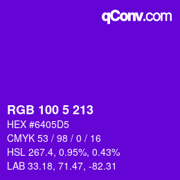 Color code: RGB 100 5 213 | qconv.com