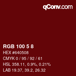 カラーコード: RGB 100 5 8 | qconv.com