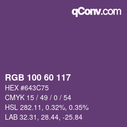 Color code: RGB 100 60 117 | qconv.com