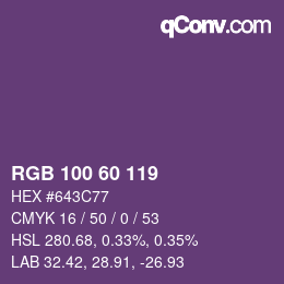 Color code: RGB 100 60 119 | qconv.com