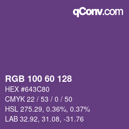 カラーコード: RGB 100 60 128 | qconv.com