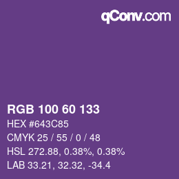 カラーコード: RGB 100 60 133 | qconv.com