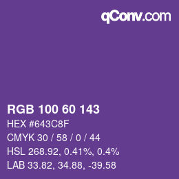 カラーコード: RGB 100 60 143 | qconv.com