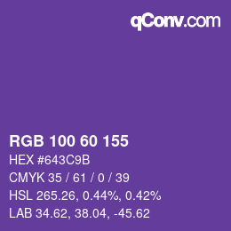 カラーコード: RGB 100 60 155 | qconv.com