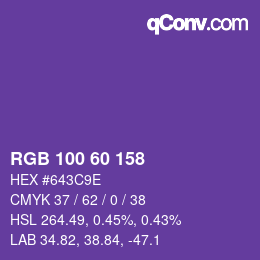 カラーコード: RGB 100 60 158 | qconv.com