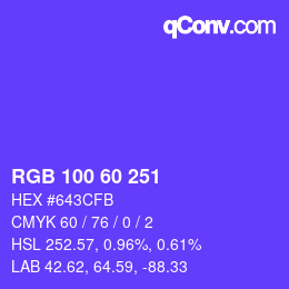 颜色代码: RGB 100 60 251 | qconv.com
