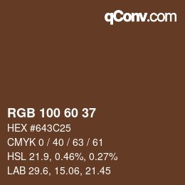 颜色代码: RGB 100 60 37 | qconv.com