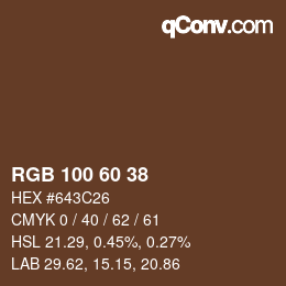 颜色代码: RGB 100 60 38 | qconv.com