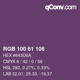 カラーコード: RGB 100 61 106 | qconv.com